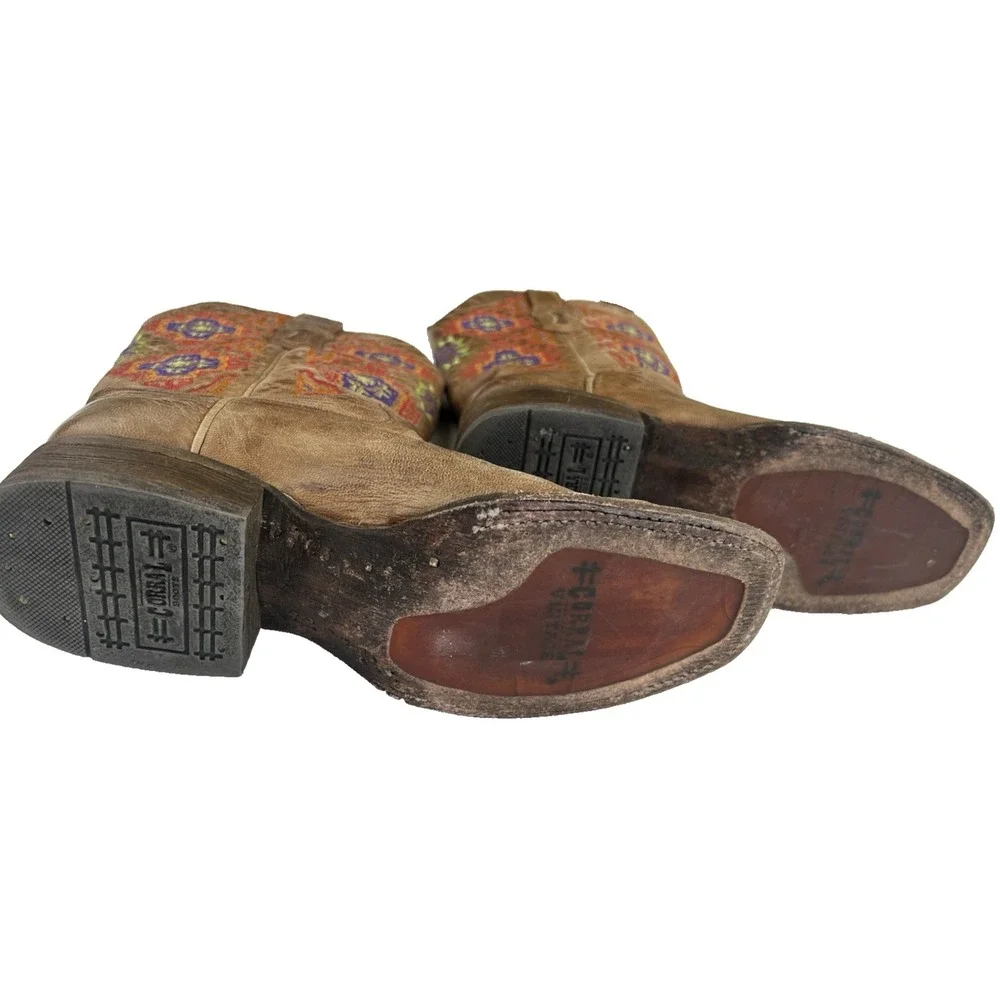 Coral Boot Colorful Aztec Embroidered Cowgirl‎ Western Core Size 8 1/2